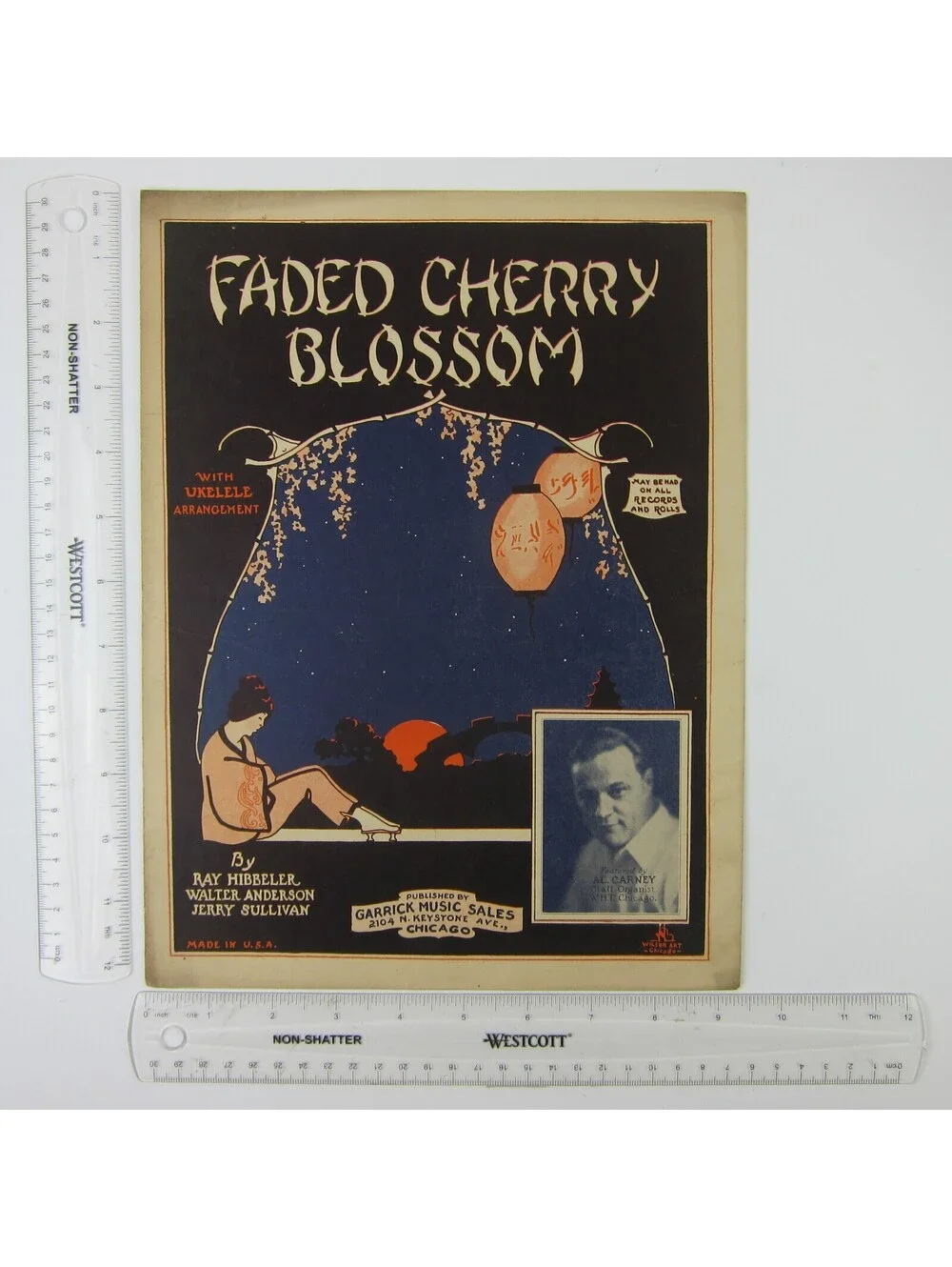 Sheet Music Faded Cherry Blossom Hibbeler Anderson Al Carney Cover Vintage 1926